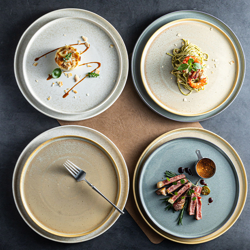 Kiln-turned-steak plate, creative western food plate, steak plate, commercial catering plate, for home ceramic dish plate