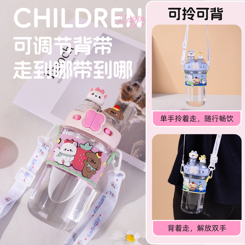 Cartoon water cup creative doll large capacity popular high-looking big belly cup student outdoor portable kids cup