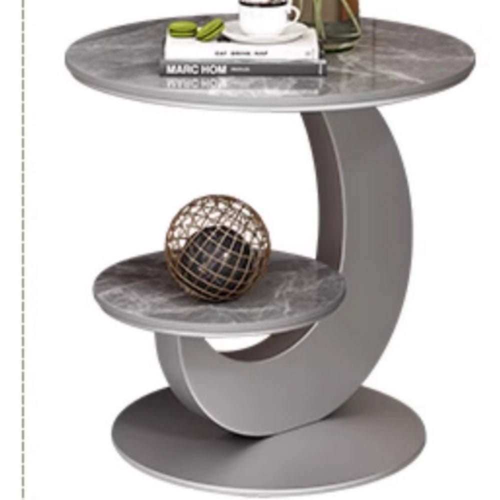 Accessible luxury slate sofa side table casual modern double-layer corner table small round table creative balcony coffee table bedside table round table