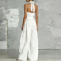 european and american cross-border women's summer new arrivals: -style elegant sleeveless halter neck bodycon jumpsuit