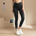 Lulu nude high waist shaping yoga pants double tummy control peach butt pants double flap pocket pants fitness sports pants wholesale