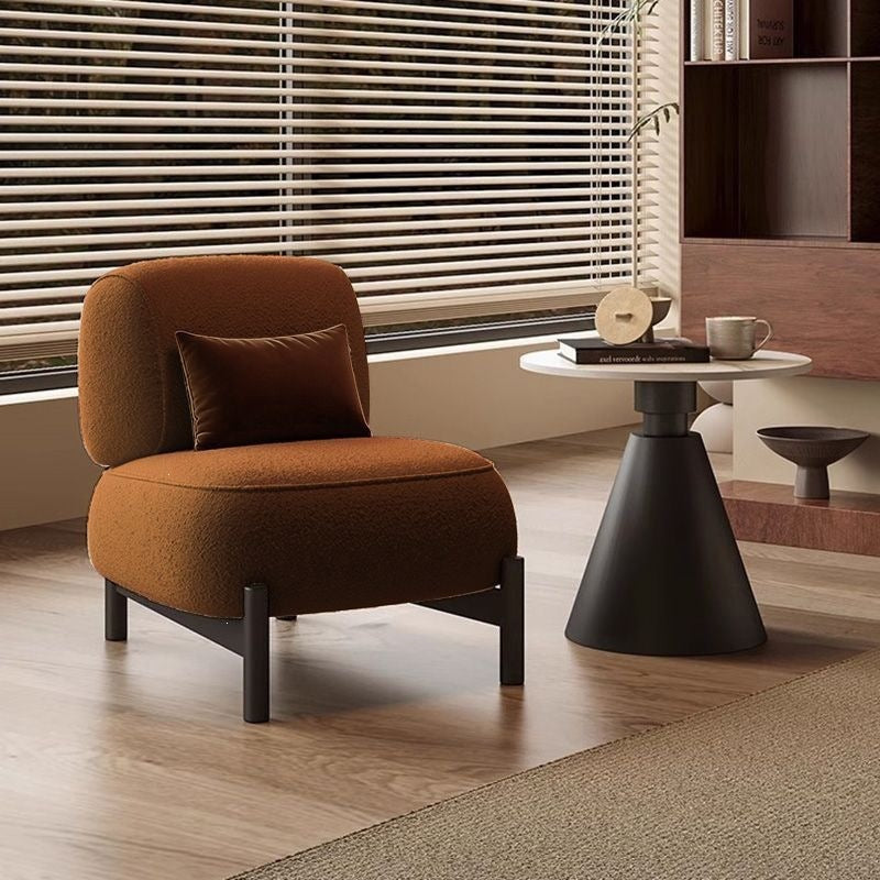 Cream mid-century style living room single sofa designer style living room beauty salon reception fabric cashmere casual chair