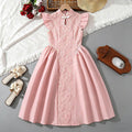 Girldress cross-border children's clothing summernew arrival red chinoiserie heavy industry embroideredpatchwork waist dress princess dress