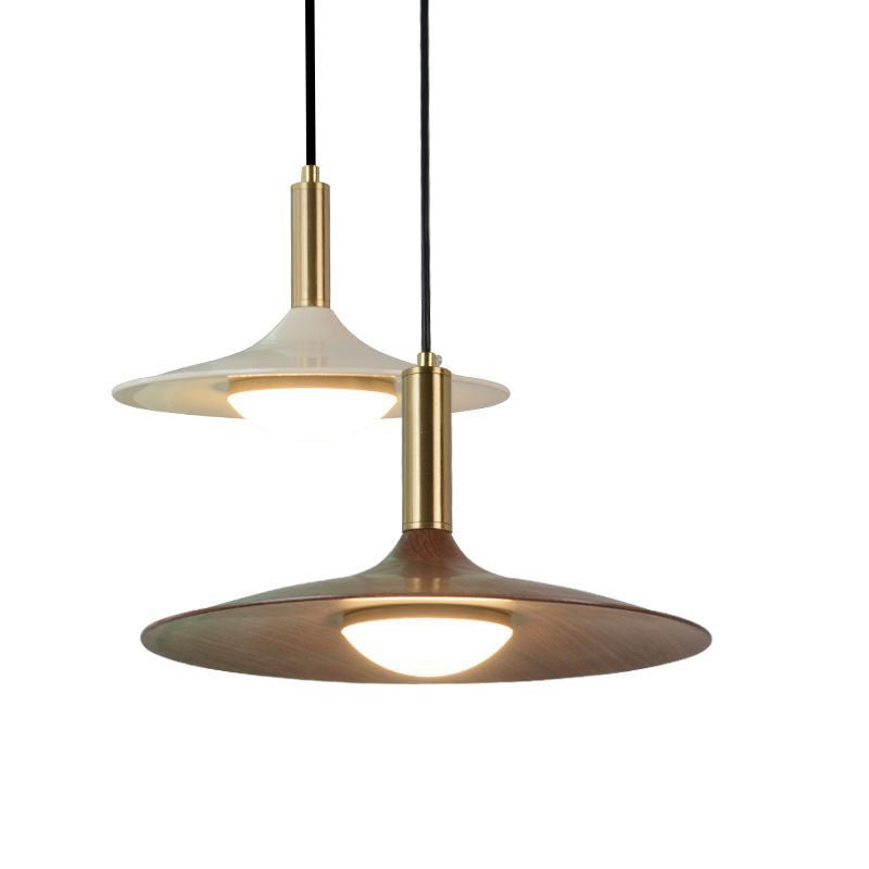 Walnut restaurant light American retro bedroom bedside light simple creative flying saucer homestay bar light Nordic chandelier