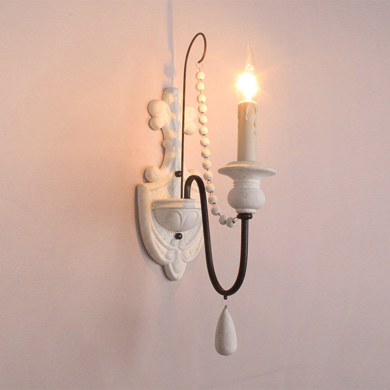 American retro wall lamp - cordless charging, solid wood, french style for living room, bedroom, bedside, hallway, stairway, candle wall sconce