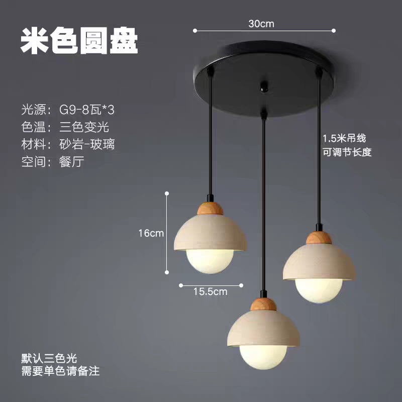 Classy bedroom bedside small chandelier single head medieval wabi-sabi style japanese styleretro restaurant bar table wood cream style