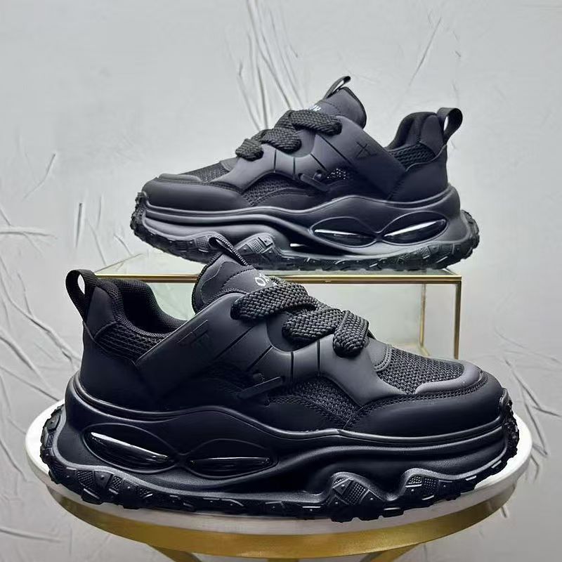 Popular men's shoes winter breathable mesh casual hidden heel dad shoes youth running shock-absorbing sports shoes