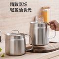 304 stainless steel oil filter pot for homeseparation oil residue with oil filter net frying basket fryer lard jar oil storage pot