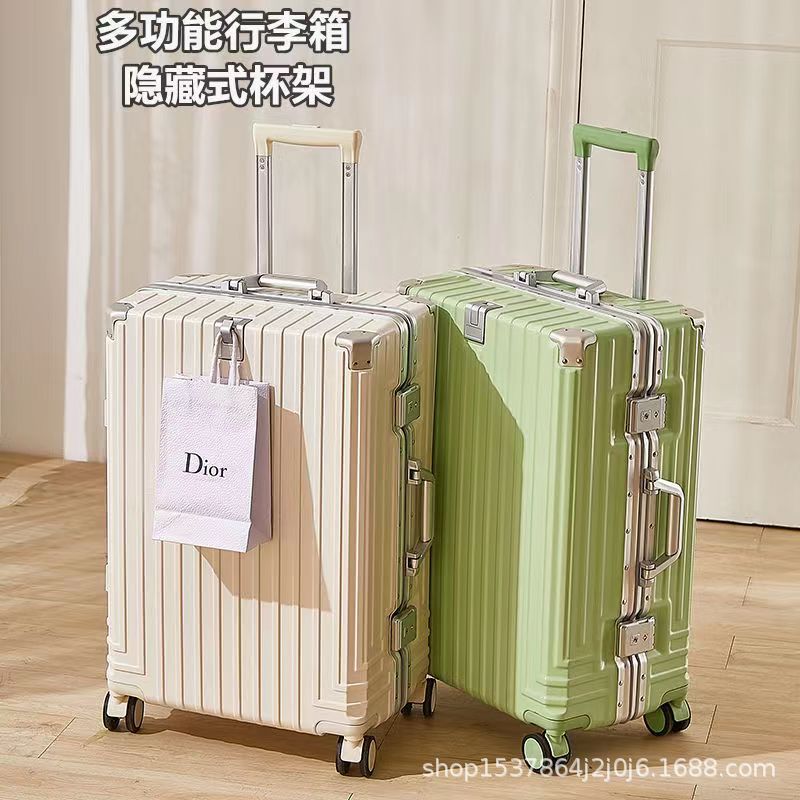 New multi-functional aluminum frame trolley case, men's and women's small fresh suitcase, large capacity universal wheel password boarding case