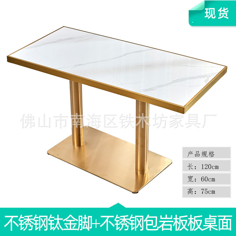 Customized commercial slate dining table simple table bar milk tea fast food restaurant canteen rectangular table apartment negotiation table and chairs