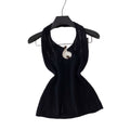 Korean style halter knit cutout camisole - women's summer outerwear, designer cutout slim fit, commute chic top
