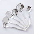 Nordic stainless steel kitchen utensil set - complete 7-piece cookware set: spatula, stir-fry spatula, spoon, ladle, and skimmer - wholesale