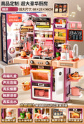 Pink extra-large deluxe kitchen playset 96cm [touchscreen + lights & sounds + steam + water dispenser] gift box