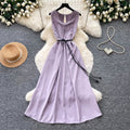 Qianjin wind sleeveless casualcasualdress women's summer high waist a-line skirt waist slimming lookwork clothingelegantclassy sense