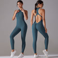 European and american style one-piece zippered yoga bodysuit - women's activewear, compression fit, cutout back, running & fitness jumpsuit