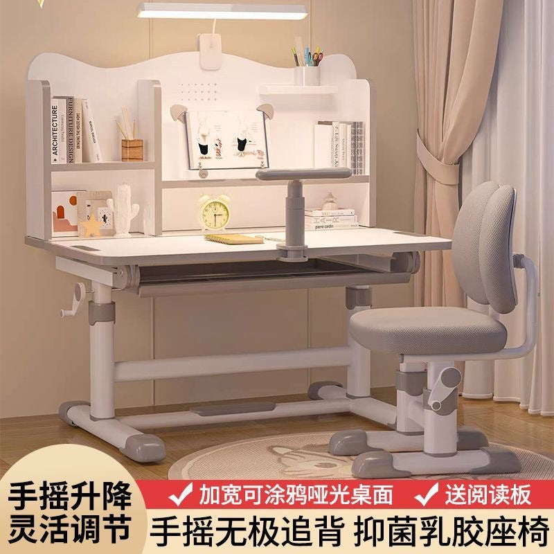 Adjustable height desk and chair set for kids - perfect for elementary school students, home study, and writing