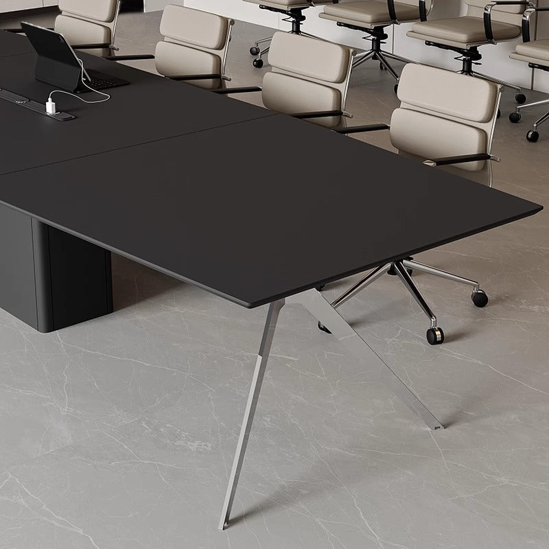 Conference table - minimalist modern office desk, conference room table and chair set, office furniture, large rectangular negotiation and training table