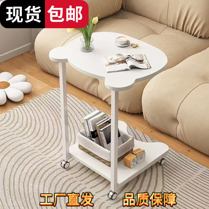 New arrivalmovable wheeled red panda sofa cream style small tea table small apartment living room bedroom mini bedside table