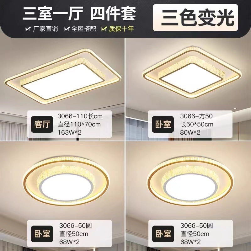 Living room light 2022 lighting combination package whole house light luxury crystal living room headlight simple atmosphere smart light led