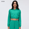 Women's outdoor sports fitness outfit set - lightweight long sleeve zip-up jacket & loose fit straight leg casual active pants