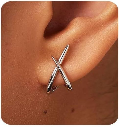 European and american cross-border fashion stone and gold earrings, versatile criss-cross studs, new women's cubic elegance trendy jewelry