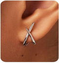 European and american cross-border fashion stone and gold earrings, versatile criss-cross studs, new women's cubic elegance trendy jewelry