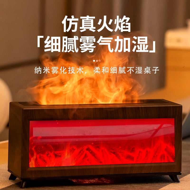 Simulated flame fireplace aroma diffuser - extra large mist output, atomizing air humidifier, automatic scent sprayer for home and office