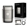 New reciprocating electric shaver with alloy housing, floating triple-blade head, and portable design for men