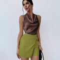 women's sexy sleeveless satin shirt  spring and summer  fashion work women's shirt