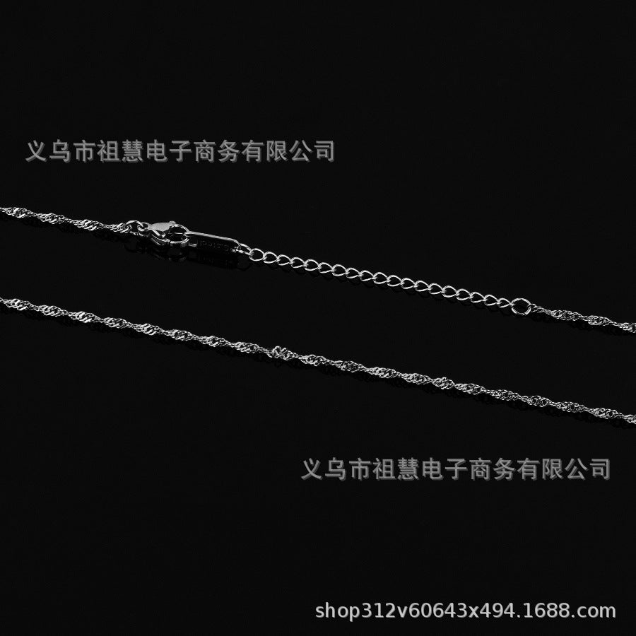 Silver sparkling water wave chain necklace stainless steel smooth choke casual girl wedding gift exquisite jewelry