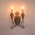 American retro wall lamp - cordless charging, solid wood, french style for living room, bedroom, bedside, hallway, stairway, candle wall sconce