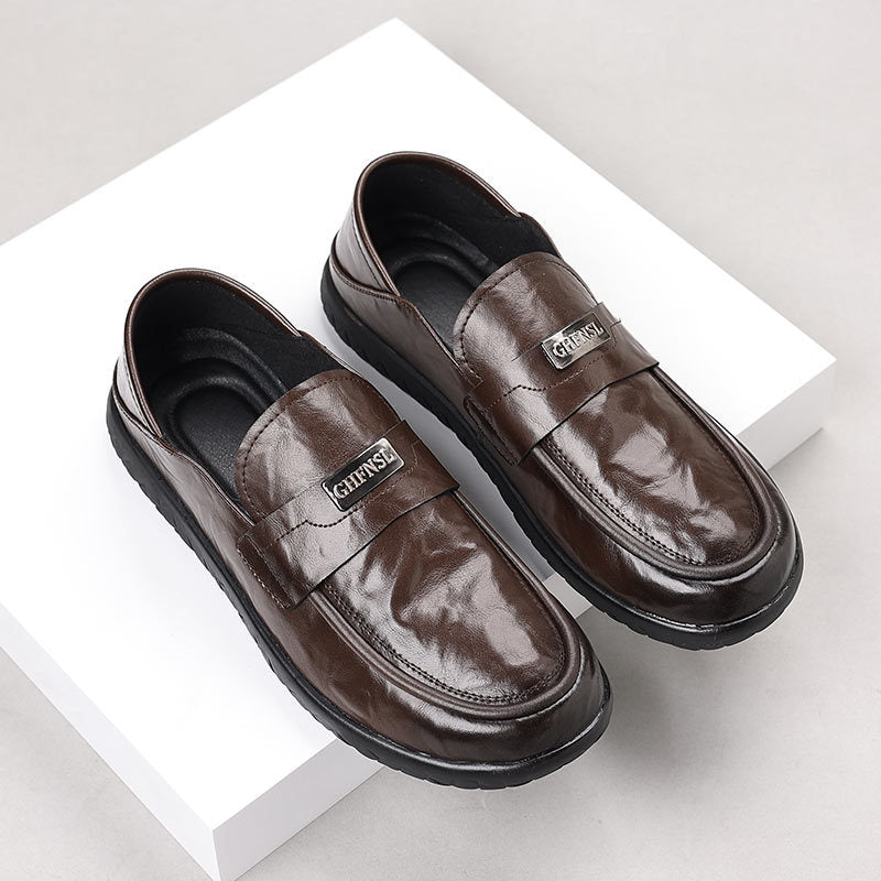 Men's genuine leather shoes - new trendy fashion business dress shoes - summer slip-on loafers - casual leather shoes