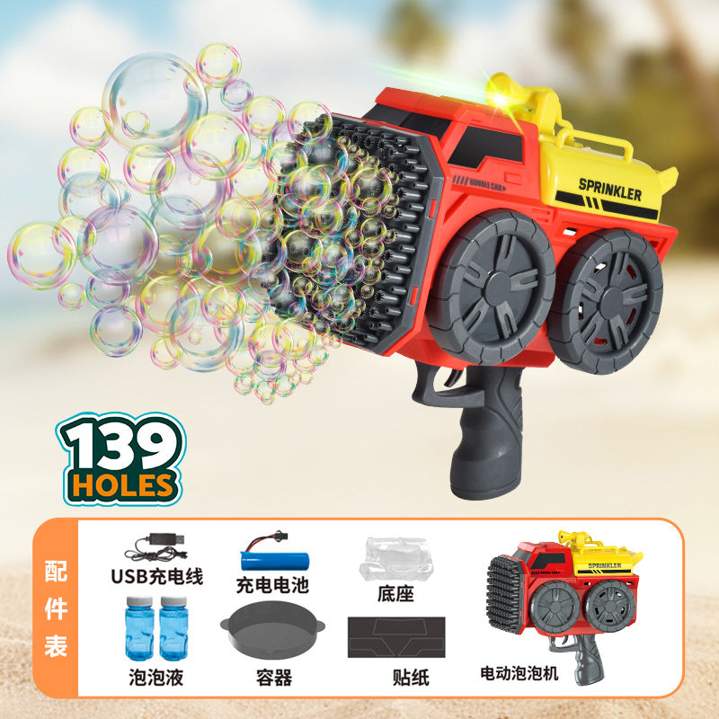 new arrival sprinkler truck luminous bubble gun handheld gatling bubble blowing machine popular fully automatic kids toys