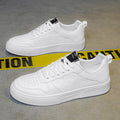 Men's winter breathable leather white sneakers - trendy, versatile, athletic & casual low-top skate shoes for men