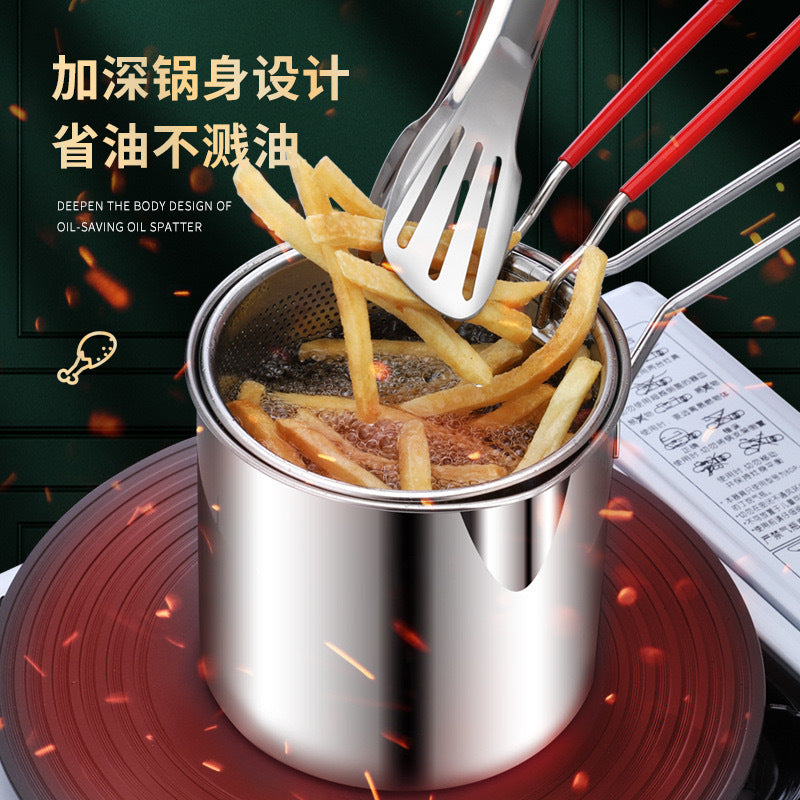 304 stainless steel deep fryer - multifunctional mini fryer for home use, gas powered, with filter screen - fuel efficient small fryer