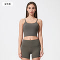 New women's sports yoga tank top with built-in bra pads, sexy spaghetti strap racerback fitness top, yoga camisole c5238