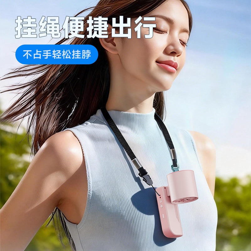 2026 new cross-border high-speed cooling fan: desktop foldable digital display neck hanging ice pack mini handheld fan