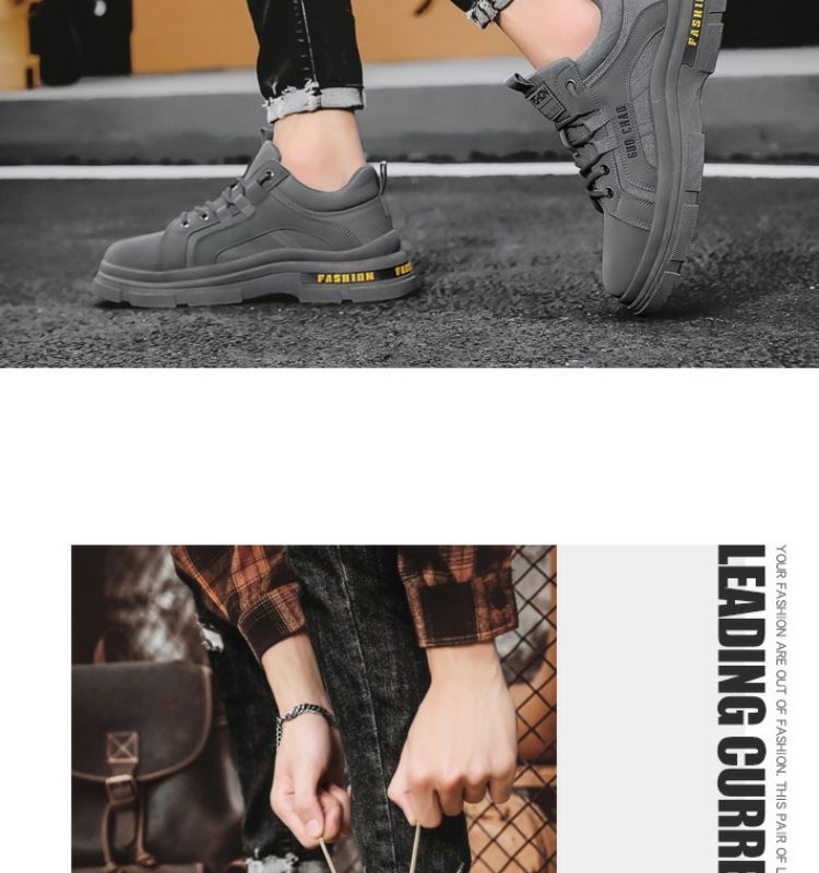 Men's winter thick-soled work shoes: anti-slip, wear-resistant, trendy safety shoes for men, new 2025 styles, plus martin boots, student shoes