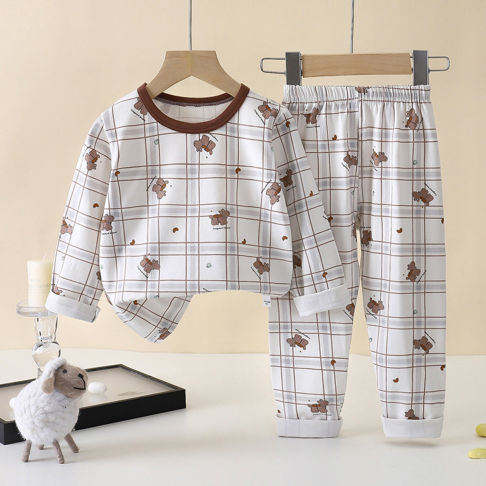 Children's spring/autumn underwear set, boys' and girls' lycra cotton thermal underwear, baby base layer pajamas, loungewear