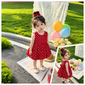 Infant & toddler princess dress - red polka dot sleeveless girl's dress - summer baby 100-day celebration photo shoot princess gown