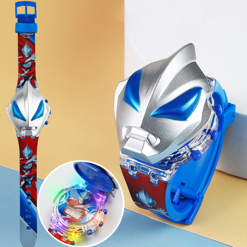 Kitty cat luminous music watch - frozen princess cartoon cute toy flip digital watch - gift for boys and girls