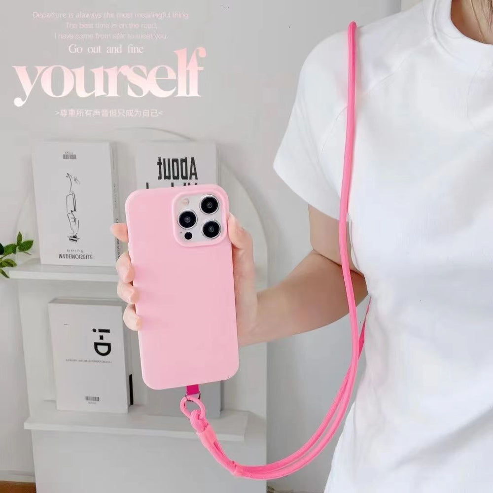 Adjustable buckle pure color mobile phone lanyard cross-body halter dual-purpose nylon rope woven strong and durable anti-lost anti-fall