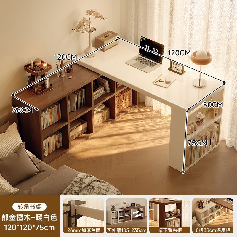 Corner desk bookshelf bookcase all-in-one table bedroom home extendable vanity corner computer desk office desk