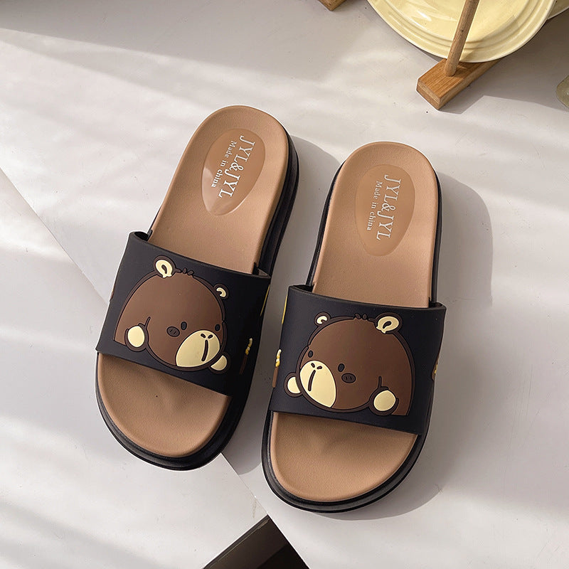 New arrivalthick sole slippers cute cartoon cool ins trendy outwear women's internet celebrity indoor non-slip platform cake beach women's slippers