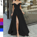 spring new cross-border european and american women's clothing multi-color bandeau v-neck backless flared dress with slit sleeveless maxi dress