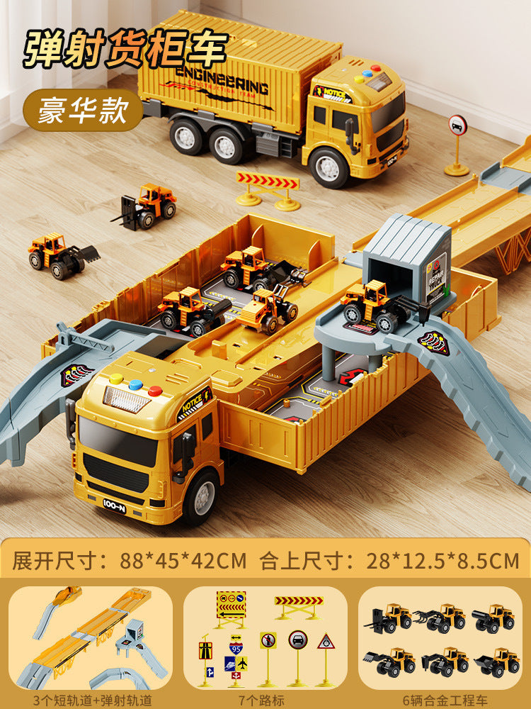 Kids' oversized container truck crane large truck alloy excavator construction vehicle toy set