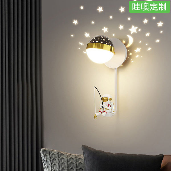 [Wow] Children's room wall lamp is simple, modern creative cartoon astronaut background wall lamp, personalized bedside lamp