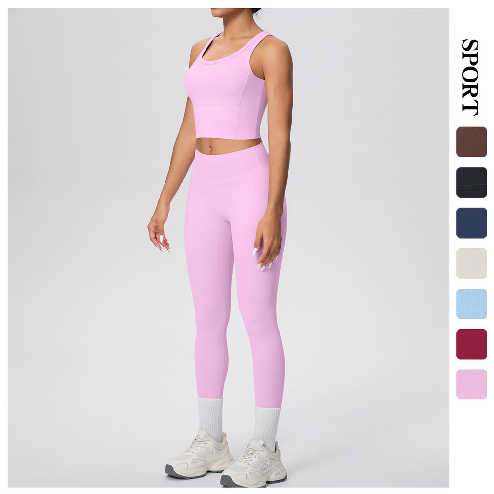 European and american new cloud-like compression yoga set - shockproof, quick-drying, beautiful back design - outdoor leisure running fitness apparel