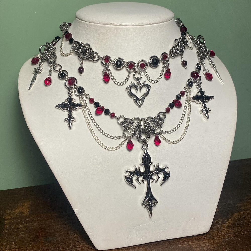 Halloween cross pendant wholesale - european & american cross-border necklace, light luxury, high-end, royal court style layering jewelry accessories for women