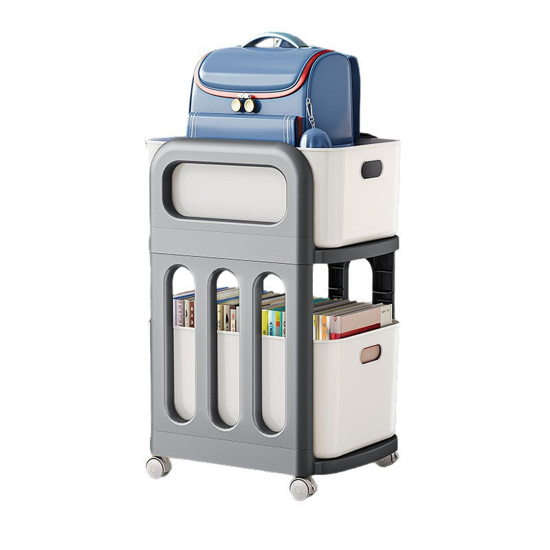 School bag shelf movable pulley trolley with wheels storage artifact household universal storage shelf bookshelf durable